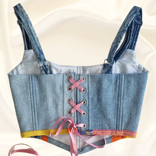 korset ot dankov plat zadna chast, s  regyuliruemi prezramki rachno izraboten s rozova pandelka i metalni kapsi