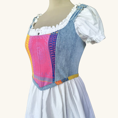 korset ot dankov plat gledka otstrani rachno izraboten s reguliruemi prezramki s rozova pandelka i metalni kapsi 